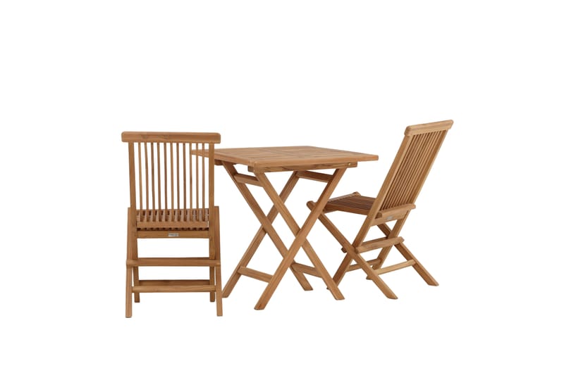 Kenya Spisegruppe 120 cm + 2 stk Sammenleggbare Stoler - Brun - Hagemøbler - Hagegruppe - Spisegrupper hage