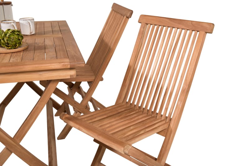 Kenya Spisegruppe 120x70 cm + 4 Kenya Sammenleggbar Stol - Brun - Hagemøbler - Hagegruppe - Spisegrupper hage