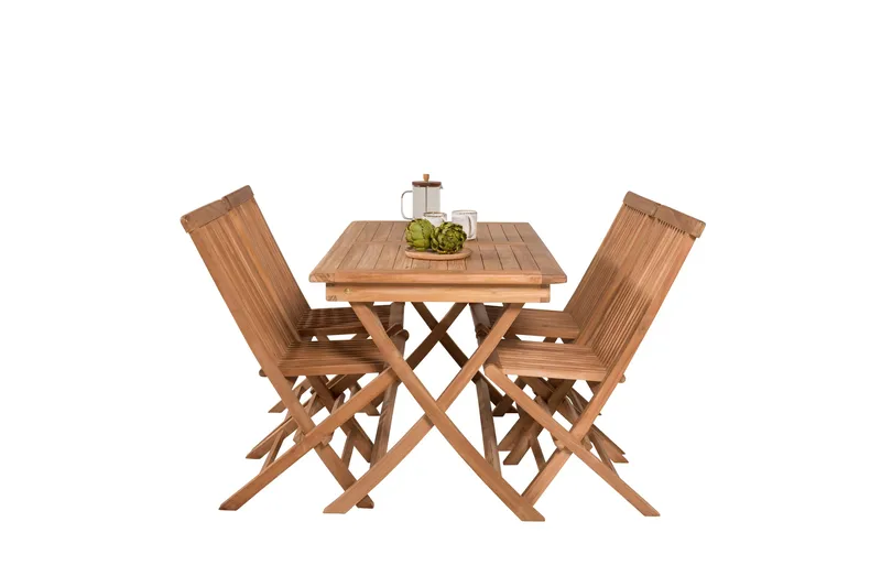 Kenya Spisegruppe 120x70 cm + 4 Kenya Sammenleggbar Stol - Brun - Hagemøbler - Hagegruppe - Spisegrupper hage