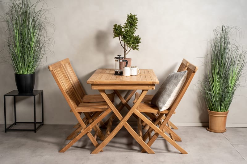 Kenya Spisegruppe 120x70 cm + 4 Kenya Sammenleggbar Stol - Brun - Hagemøbler - Hagegruppe - Spisegrupper hage