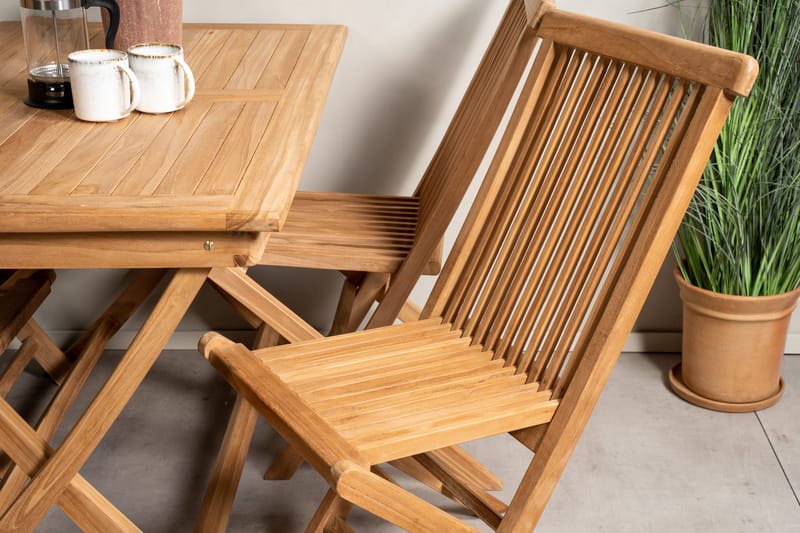 Kenya Spisegruppe 120x70 cm + 4 Kenya Sammenleggbar Stol - Brun - Hagemøbler - Hagegruppe - Spisegrupper hage