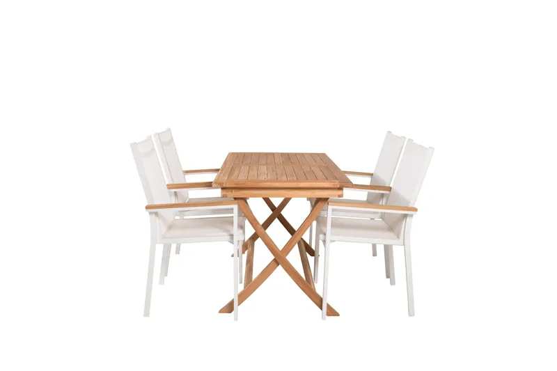 Kenya Spisegruppe 120x70 cm + 4 Texas Stol, Hvit/Brun