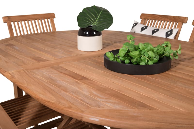 Kenya Spisegruppe 180-240x120 cm + 6 Kenya Sammenleggbar Stol - Brun - Hagemøbler - Hagegruppe - Spisegrupper hage