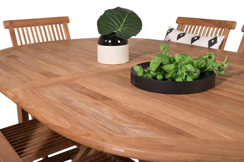 Kenya Spisegruppe 180-240x120 cm + 6 Kenya Sammenleggbar Stol - Brun - Hagemøbler - Hagegruppe - Spisegrupper hage