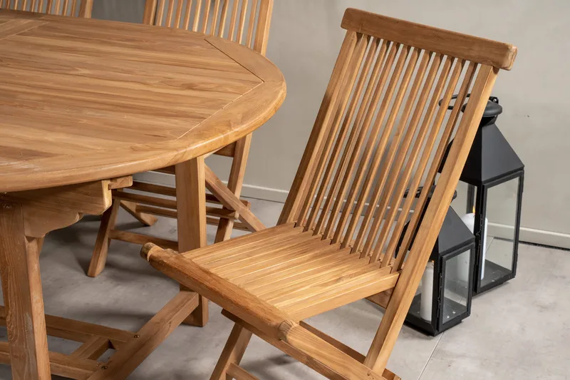 Kenya Spisegruppe 180-240x120 cm + 6 Kenya Sammenleggbar Stol - Brun - Hagemøbler - Hagegruppe - Spisegrupper hage