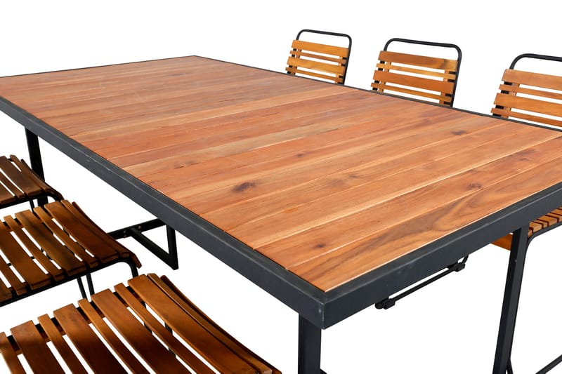 Khung Spisegruppe 200cm + 6 Bois Spisestoler - Brun/Hvit - Hagemøbler - Hagegruppe - Spisegrupper hage