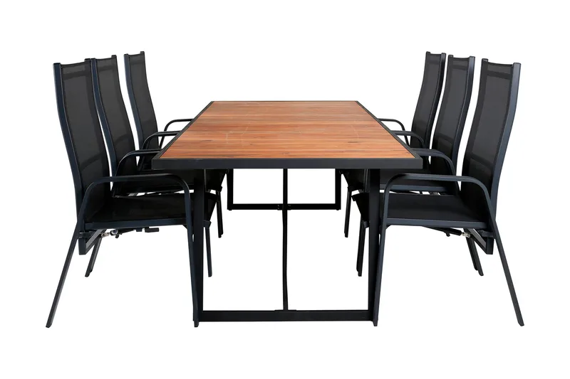 Khung Spisegruppe 200cm + 6 Copacabana Reclinerstoler, Hvit