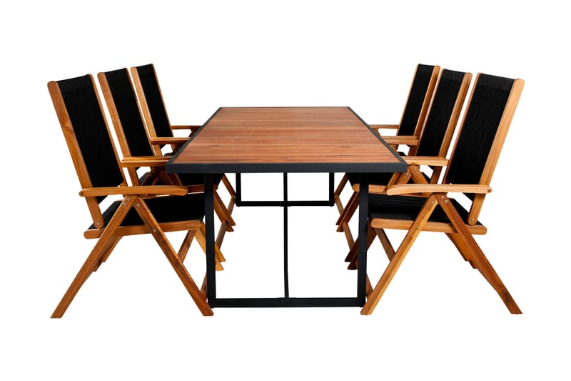 Khung Spisegruppe 200cm + 6 Little John Spisestoler - Hvit - Hagemøbler - Hagegruppe - Spisegrupper hage
