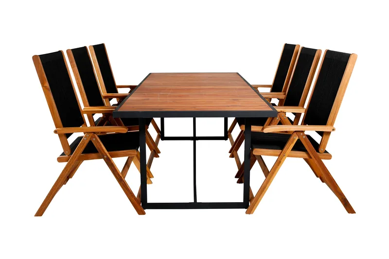 Khung Spisegruppe 200cm + 6 Little John Spisestoler, Hvit