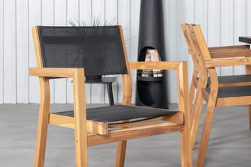 Khung Spisegruppe 200cm + 6 Venice Stablebare Spisestoler - Svart - Hagemøbler - Hagegruppe - Spisegrupper hage