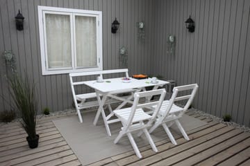 Larios Spisegruppe + 2 Sammenleggbare Stoler + Benk - Hvit - Hagemøbler - Hagegruppe - Spisegrupper hage