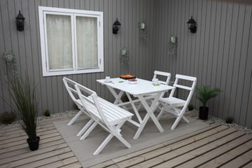 Larios Spisegruppe + 2 Sammenleggbare Stoler + Benk - Hvit - Hagemøbler - Hagegruppe - Spisegrupper hage
