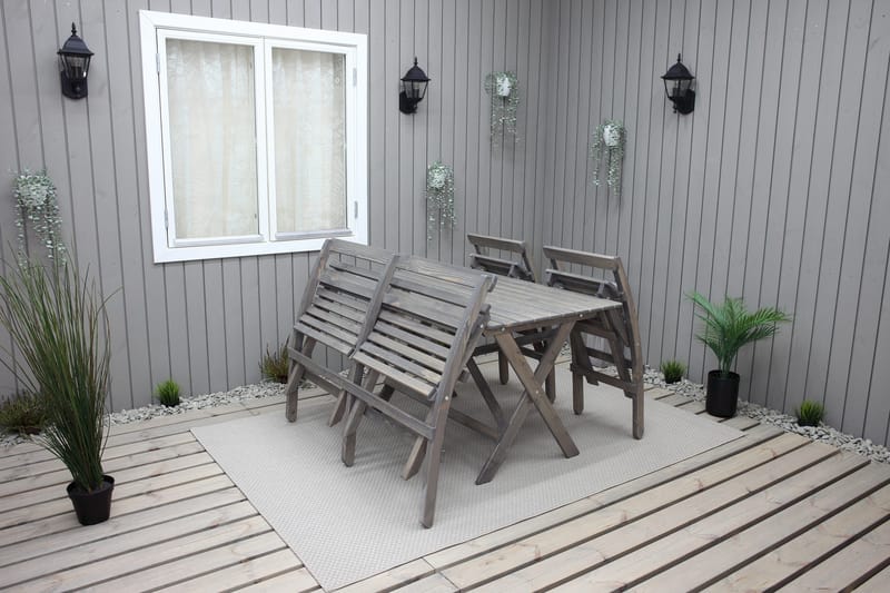 Larios Spisegruppe 76 cm + 2 Spisestoler + Benk - Grå - Hagemøbler - Hagegruppe - Spisegrupper hage