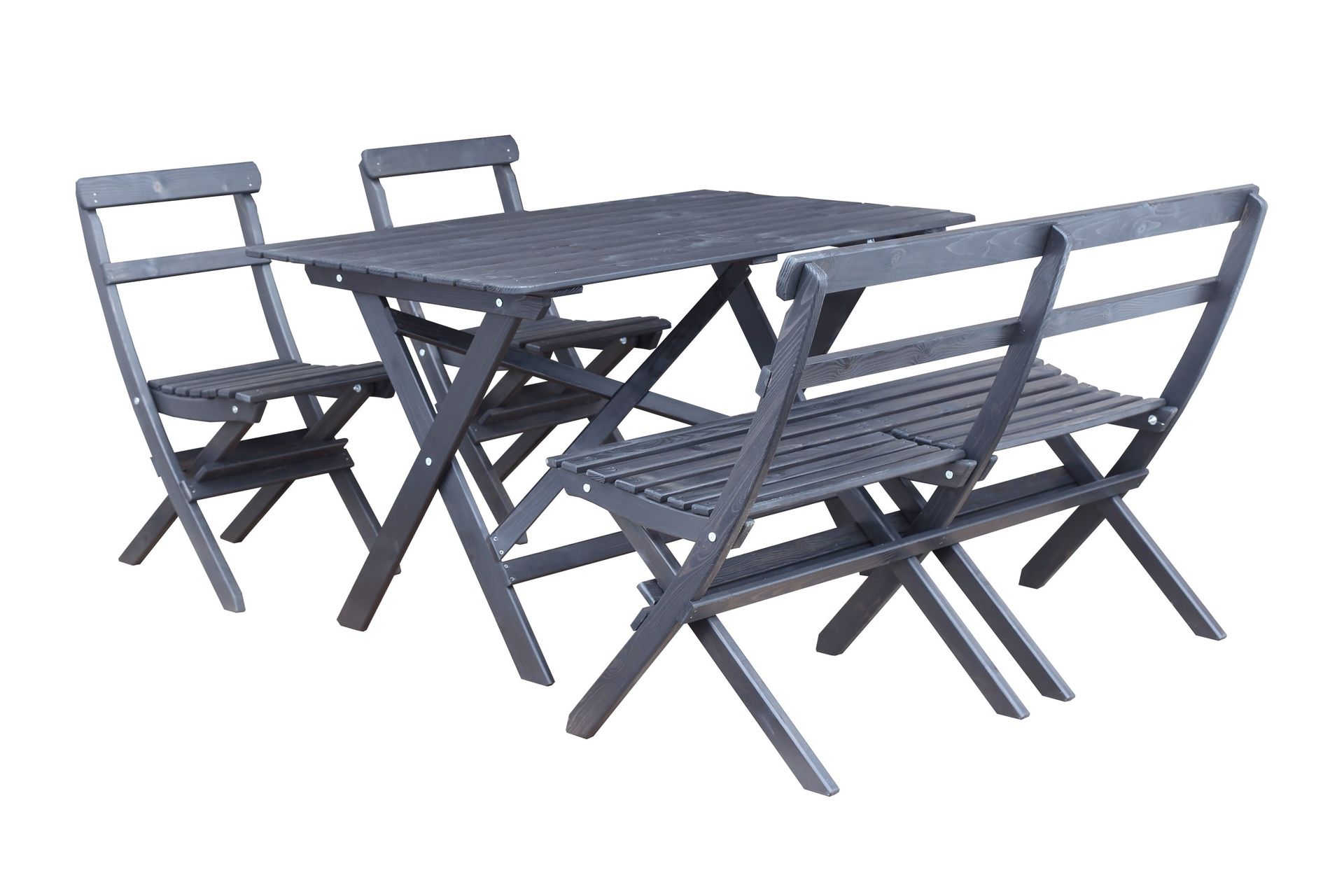 Larios Spisegruppe 76 cm + 2 Spisestoler + Benk - Svart