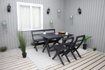 Larios Spisegruppe 76 cm + 2 Spisestoler + Benk - Svart - Hagemøbler - Hagegruppe - Spisegrupper hage