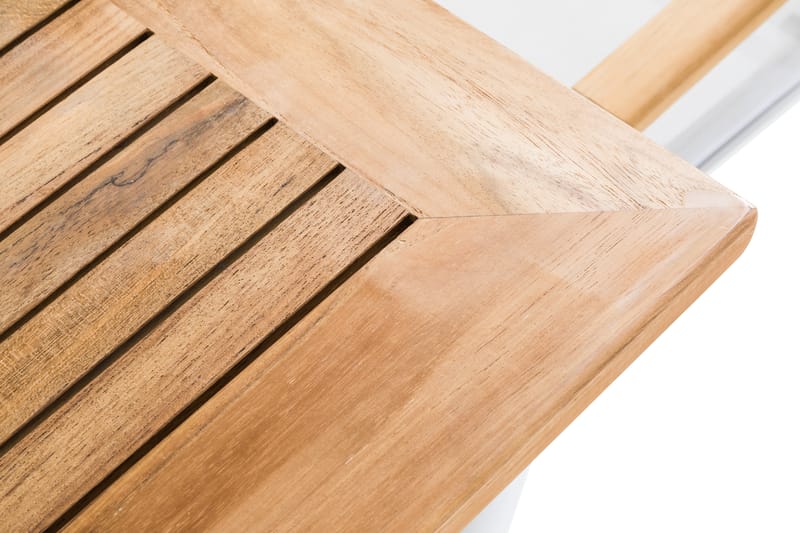 Las Vegas Spisegruppe 100x220-280+6 Stolar +Pute - Hvit/Teak/Offwhite - Hagemøbler - Hagegruppe - Spisegrupper hage