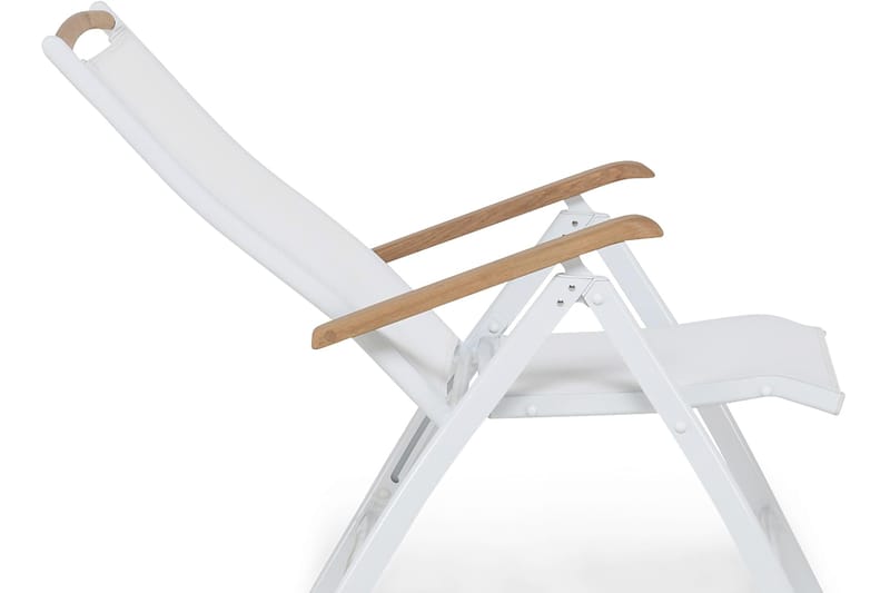 Las Vegas Spisegruppe 100x220-280+6 Stolar +Pute - Hvit/Teak/Offwhite - Hagemøbler - Hagegruppe - Spisegrupper hage