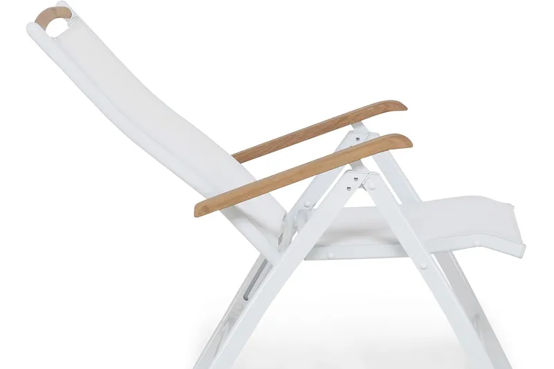 Las Vegas Spisegruppe 100x220-280+6 Stolar +Pute - Hvit/Teak/Offwhite - Hagemøbler - Hagegruppe - Spisegrupper hage