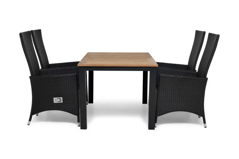 Las Vegas Spisegruppe 152-210+4 Jenny Regulerbare Stoler, Inkl Puter Svart/Teak