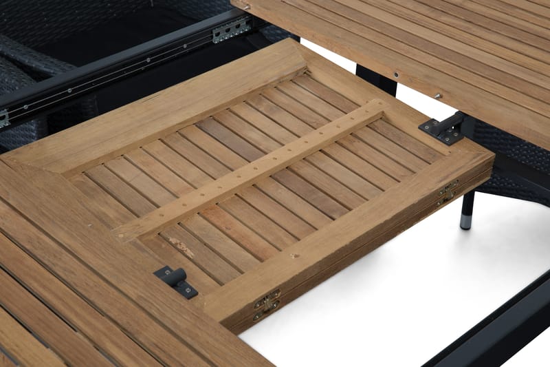 Las Vegas Spisegruppe 152-210+6 Jenny Regulerbare Stoler - Svart/Teak - Hagemøbler - Hagegruppe - Spisegrupper hage