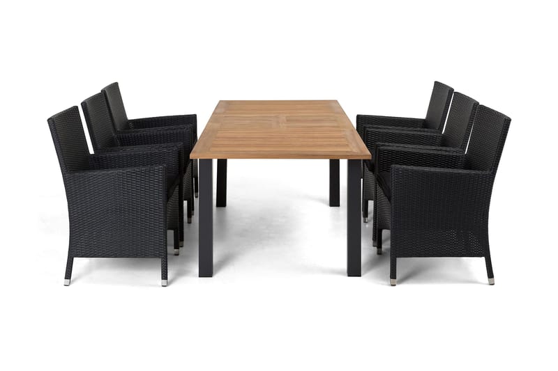 Las Vegas Spisegruppe 152-210+6 Thor Lyx Stoler, Svart/Teak