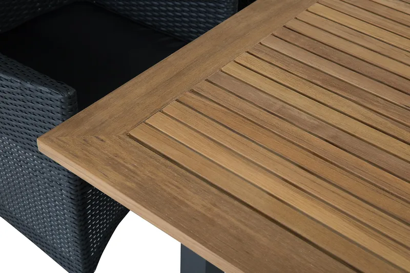 Las Vegas Spisegruppe 152-210+6 Thor Lyx Stoler - Svart/Teak - Hagemøbler - Hagegruppe - Spisegrupper hage