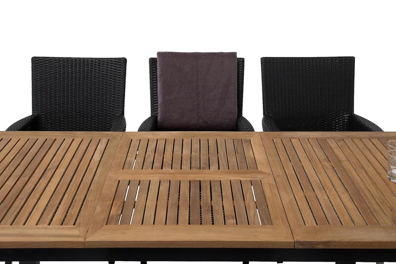 Las Vegas Spisegruppe 152-210+6 Thor Lyx Stoler - Svart/Teak - Hagemøbler - Hagegruppe - Spisegrupper hage