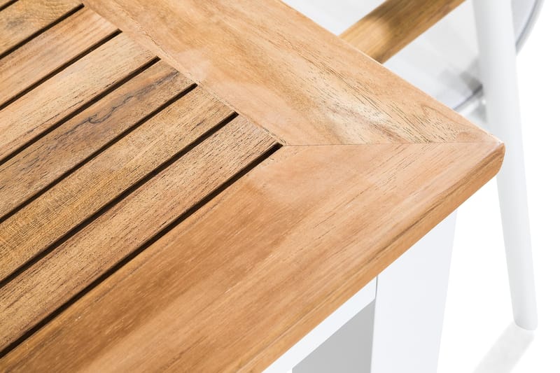 Las Vegas Spisegruppe 152-210x90 + 4 Karmstoler - Hvit/Teak - Hagemøbler - Hagegruppe - Spisegrupper hage
