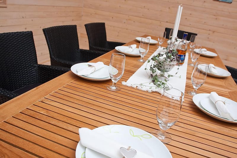 Las Vegas Spisegruppe 220-280+6 Thor Lyx Stoler - Svart/Teak - Hagemøbler - Hagegruppe - Spisegrupper hage