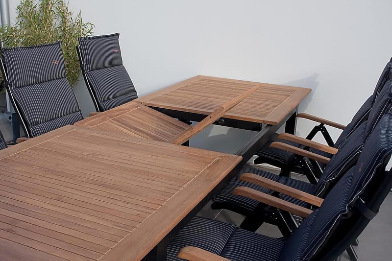 Las Vegas Spisegruppe 220-280+6 Posisjonsstoler Lyx - Svart/Teak - Hagemøbler - Hagegruppe - Spisegrupper hage