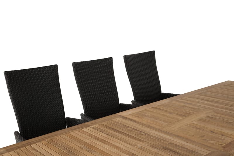 Las Vegas Spisegruppe 220-280+8 Jenny Regulerbare Stoler - Svart/Teak - Hagemøbler - Hagegruppe - Spisegrupper hage