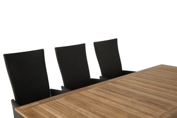Las Vegas Spisegruppe 220-280+8 Jenny Regulerbare Stoler - Svart/Teak - Hagemøbler - Hagegruppe - Spisegrupper hage