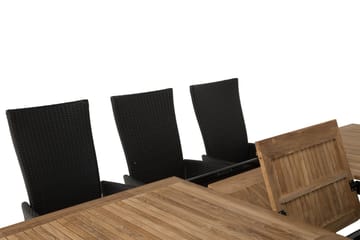 Las Vegas Spisegruppe 220-280+8 Jenny Regulerbare Stoler - Svart/Teak - Hagemøbler - Hagegruppe - Spisegrupper hage