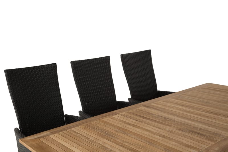 Las Vegas Spisegruppe 220-280+8 Jenny Regulerbare Stoler - Svart/Teak - Hagemøbler - Hagegruppe - Spisegrupper hage