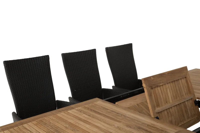 Las Vegas Spisegruppe 220-280+8 Jenny Regulerbare Stoler - Svart/Teak - Hagemøbler - Hagegruppe - Spisegrupper hage