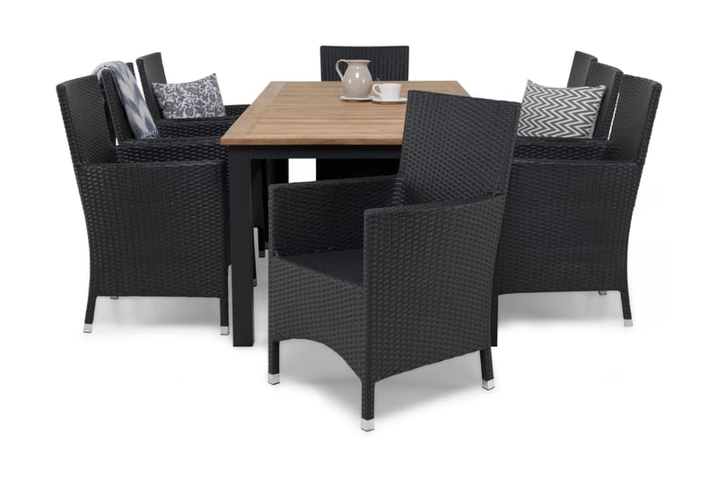 Las Vegas Spisegruppe 220-280+8 Thor Lyx Stoler - Svart/Teak - Hagemøbler - Hagegruppe - Spisegrupper hage