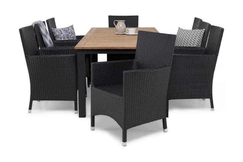 Las Vegas Spisegruppe 220-280+8 Thor Lyx Stoler, Svart/Teak