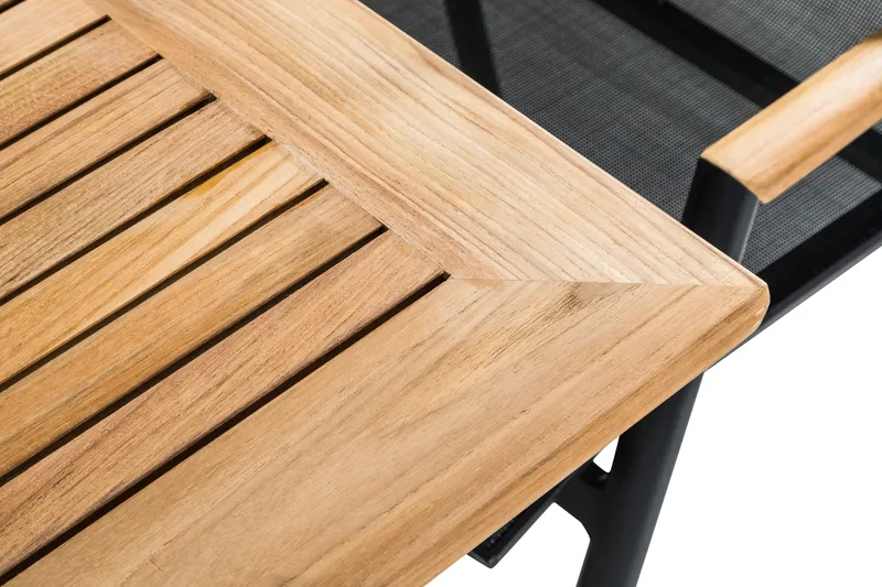 Las Vegas Spisegruppe 220-280+8 Posisjonsstoler Lyx - Svart/Teak - Hagemøbler - Hagegruppe - Spisegrupper hage