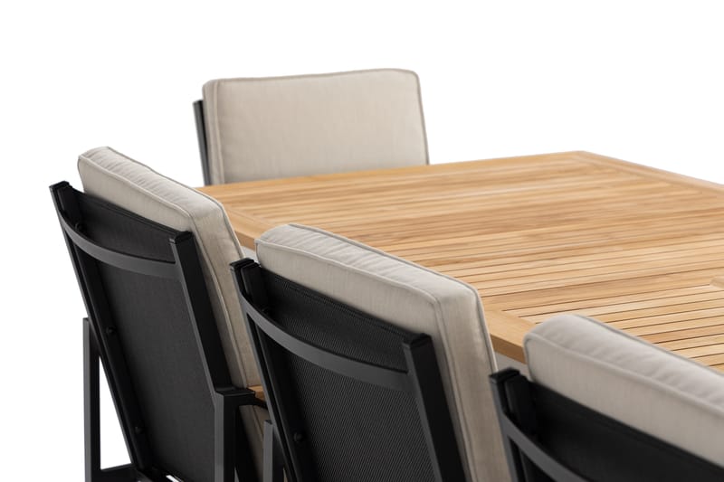 Las Vegas Spisegruppe 220-280 cm + 8 Östermalm Spisestoler - Teak/Hvit - Hagemøbler - Hagegruppe - Spisegrupper hage