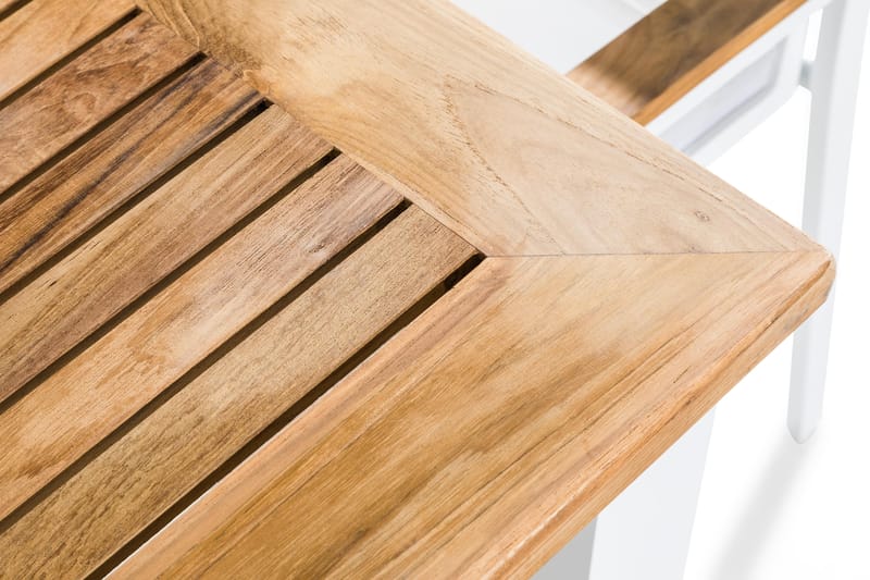 Las Vegas Spisegruppe 220-280x100 + 8 Stablestoler - Hvit/Teak - Hagemøbler - Hagegruppe - Spisegrupper hage