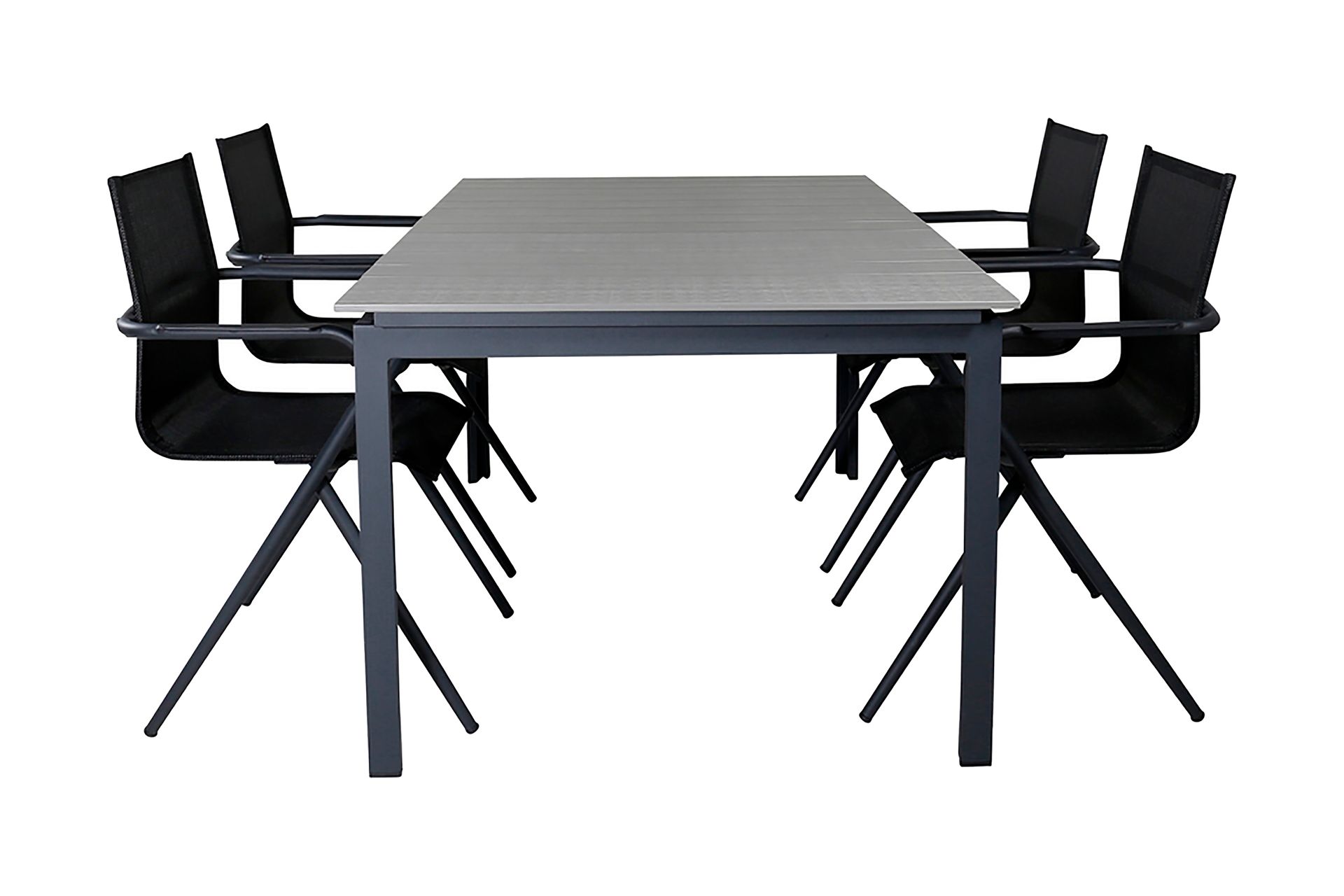 Levels Forlengbar Spisegruppe 160-240cm + 4 Alina Stoler - Svart - Hagemøbler - Hagegruppe - Spisegrupper hage