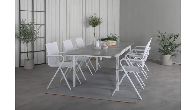 Levels Forlengbar Spisegruppe 160-240cm + 6 Alina Stoler - Svart - Hagemøbler - Hagegruppe - Spisegrupper hage