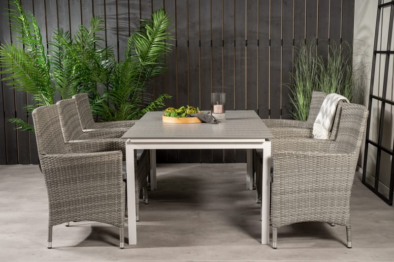 Levels Forlengbar Spisegruppe 160-240cm + 6 Malin Stoler, Grå