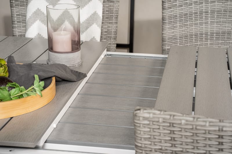 Levels Forlengbar Spisegruppe 160-240cm + 6 Malin Stoler - Grå - Hagemøbler - Hagegruppe - Spisegrupper hage