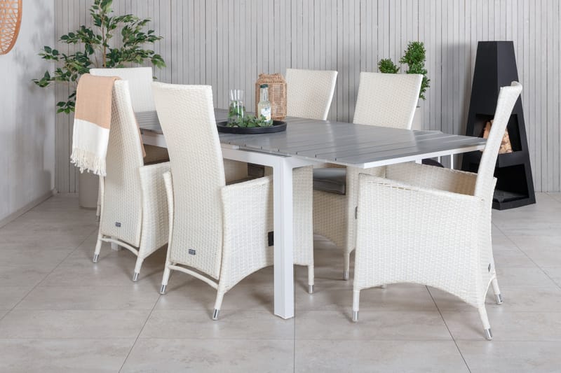 Levels Forlengbar Spisegruppe 160-240cm + 6 Padova Stoler - Grå - Hagemøbler - Hagegruppe - Spisegrupper hage
