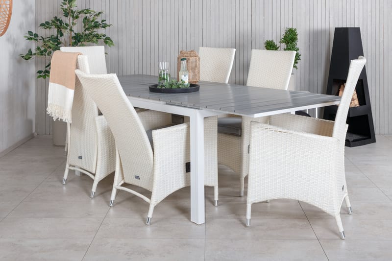 Levels Forlengbar Spisegruppe 160-240cm + 6 Padova Stoler - Grå - Hagemøbler - Hagegruppe - Spisegrupper hage