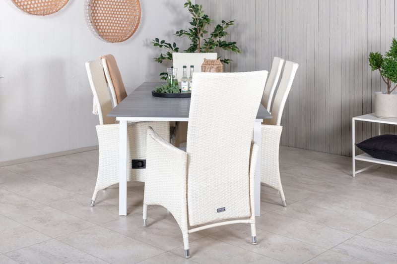 Levels Forlengbar Spisegruppe 160-240cm + 6 Padova Stoler - Grå - Hagemøbler - Hagegruppe - Spisegrupper hage