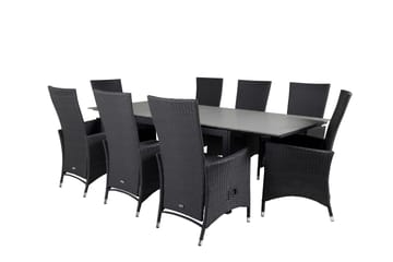 Levels Forlengbar Spisegruppe 160-240cm + 8 Padova Stoler - Natur - Hagemøbler - Hagegruppe - Spisegrupper hage