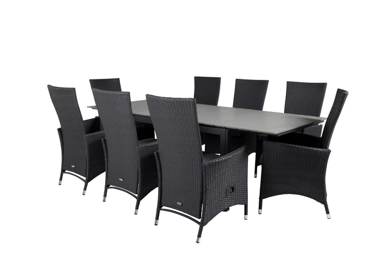 Levels Forlengbar Spisegruppe 160-240cm + 8 Padova Stoler - Natur - Hagemøbler - Hagegruppe - Spisegrupper hage