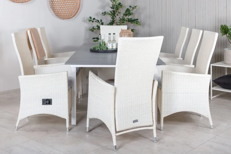 Levels Forlengbar Spisegruppe 160-240cm + 8 Padova Stoler, Grå